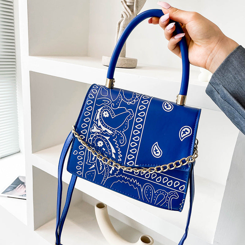 New Style Color Contrast Printing Women's Fashion Chain Messenger Bag