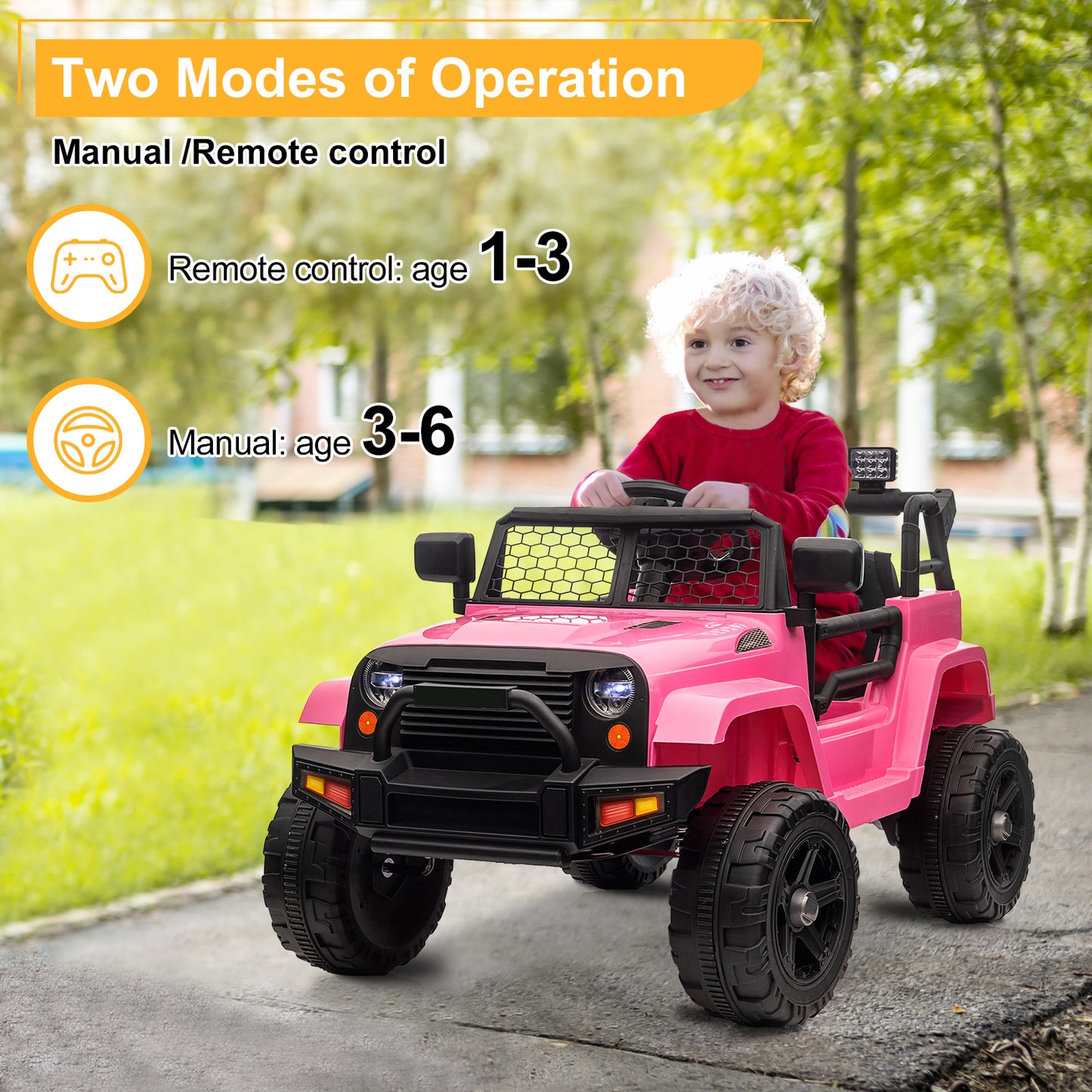 Dual Drive 12V 4.5A.h with 2.4G Remote Control Jeep Pink