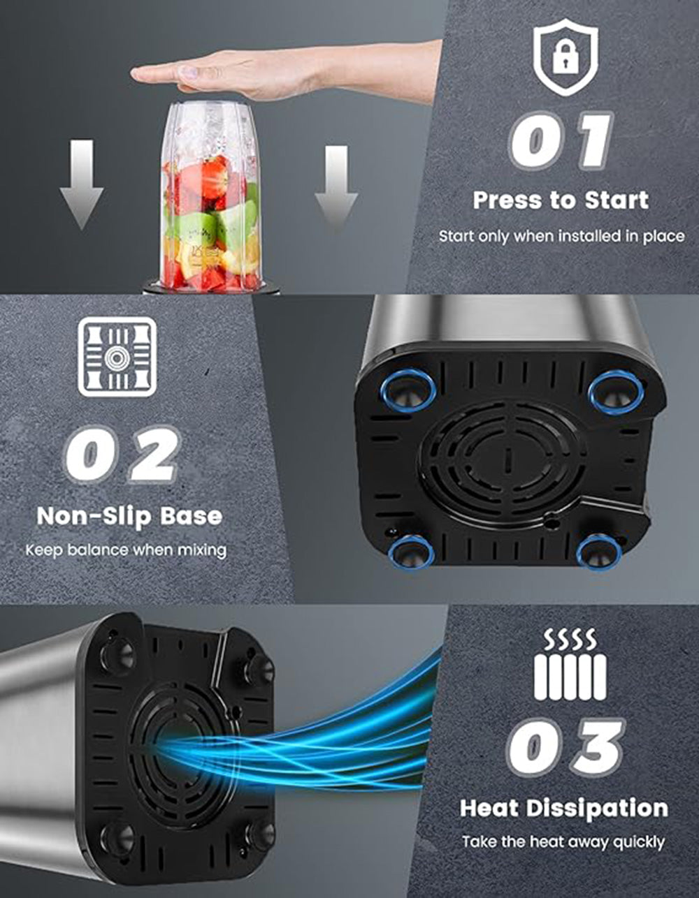 VEWIOR 900W Smoothie Blender for Shakes and Smoothies, 6 Pieces Personal Blender for Kitchen, 2*22oz Blender Cups with To-Go Lids for Fruit Vegetables, Beans, Nuts, Spices(Shipment from FBA)