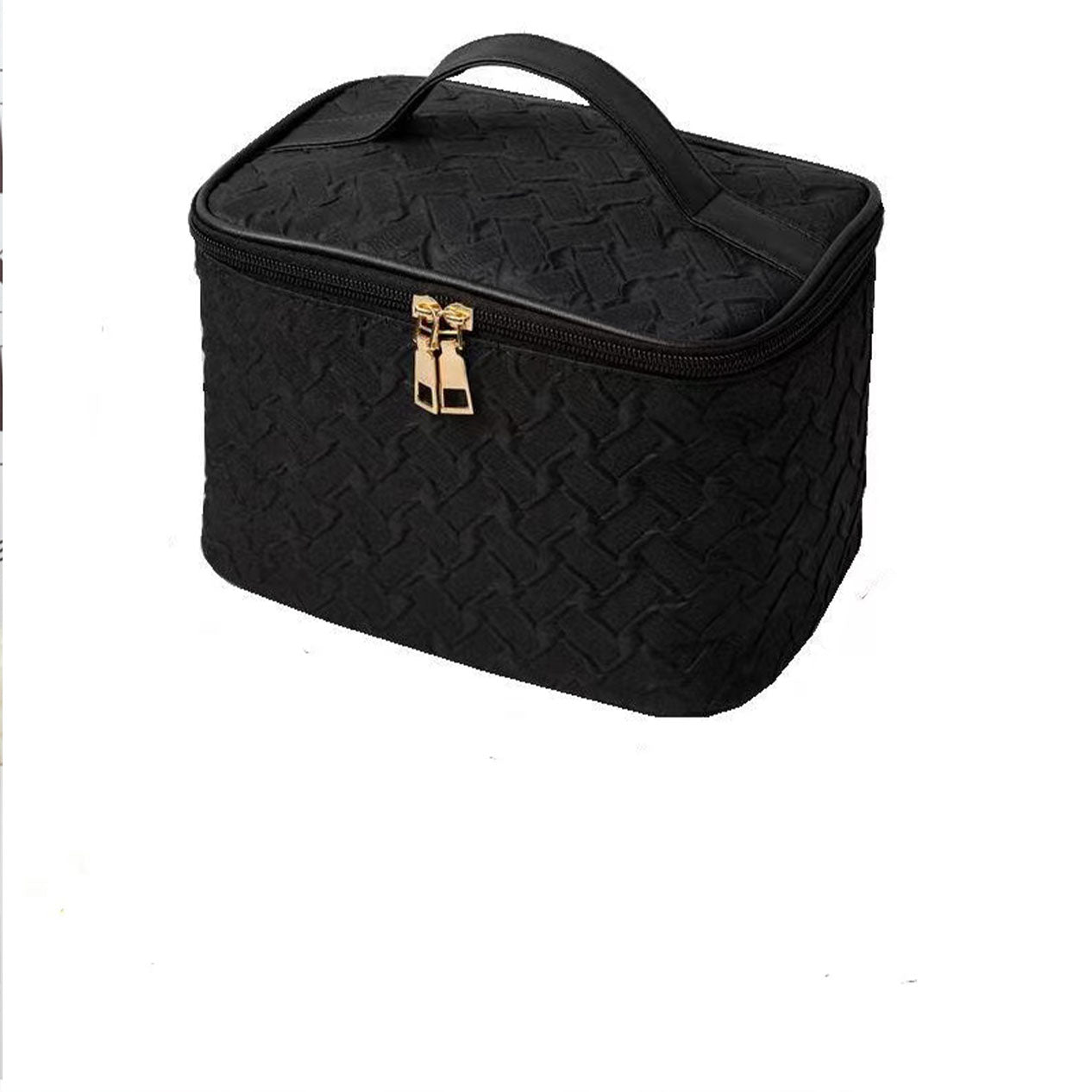 Black Premium Large capacity Portable Travel Makeup Bag, Multi-functional Cosmetic Organizer, Stain-resistant, Handheld Square Bag
