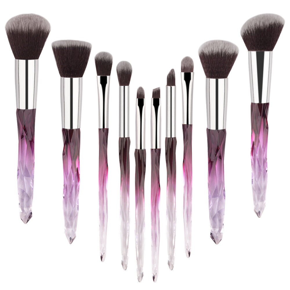 10Pcs Makeup Brushes Professional Big Powder Foundation Crystal Handle Brush