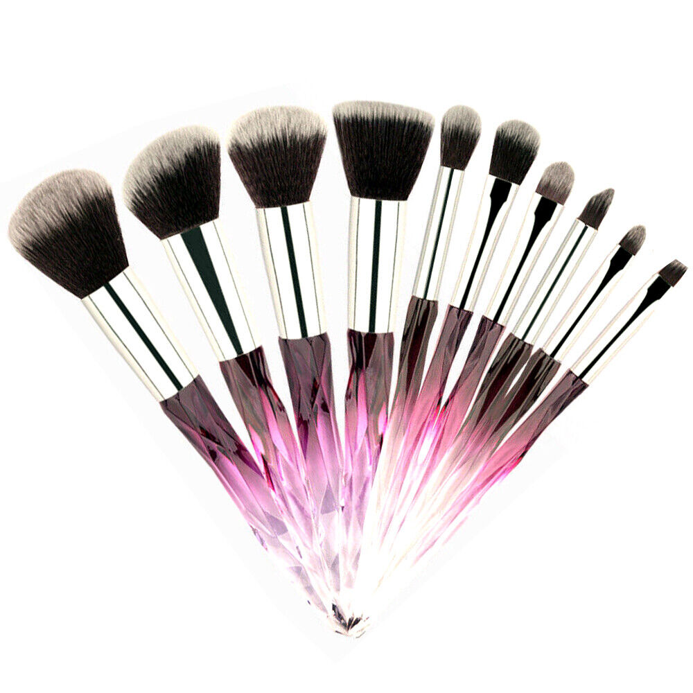 10Pcs Makeup Brushes Professional Big Powder Foundation Crystal Handle Brush