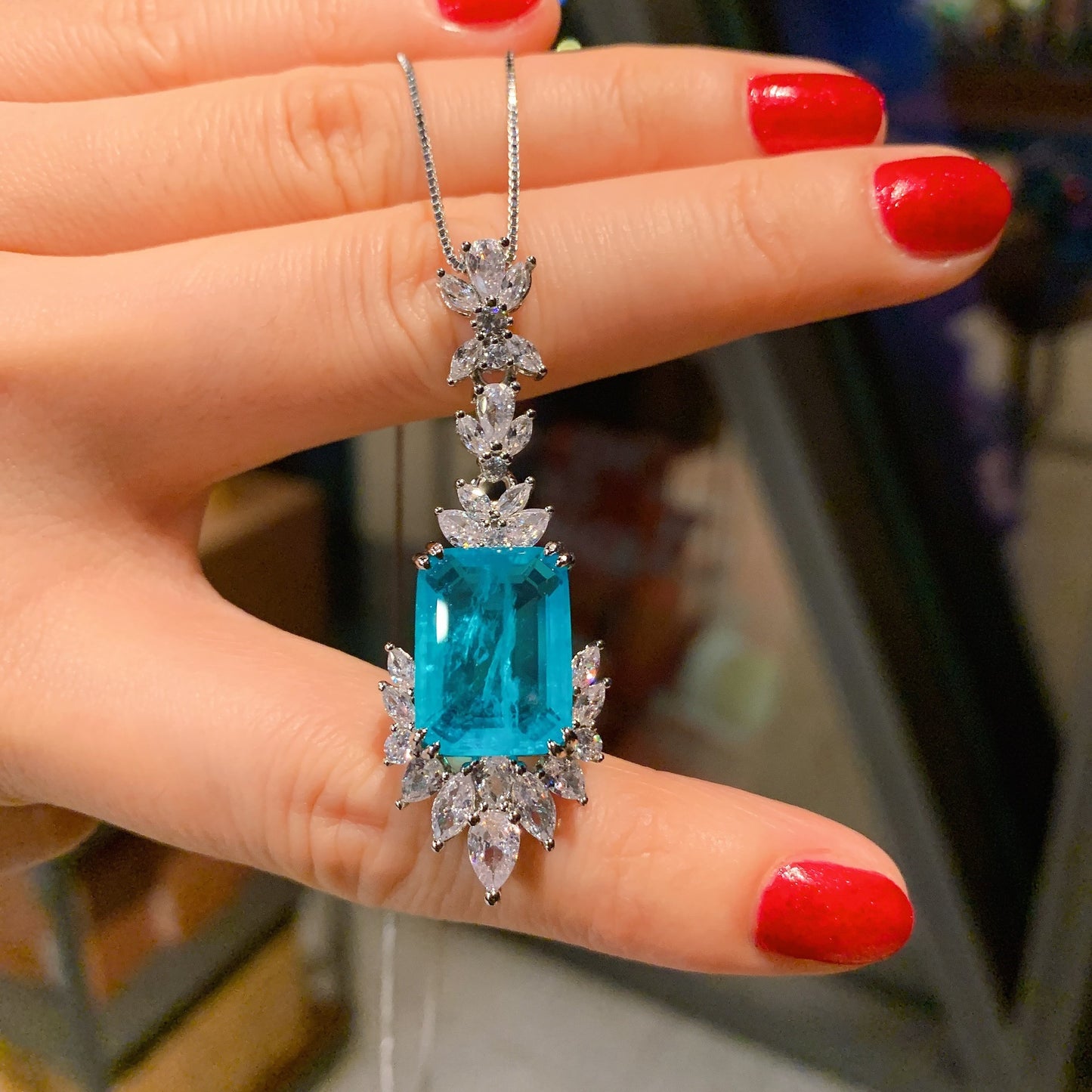Creative Models Full Of Diamonds Ring Necklace Earrings Jewelry Set