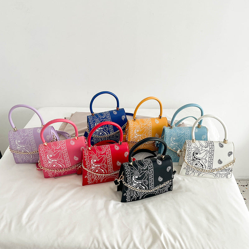 New Style Color Contrast Printing Women's Fashion Chain Messenger Bag