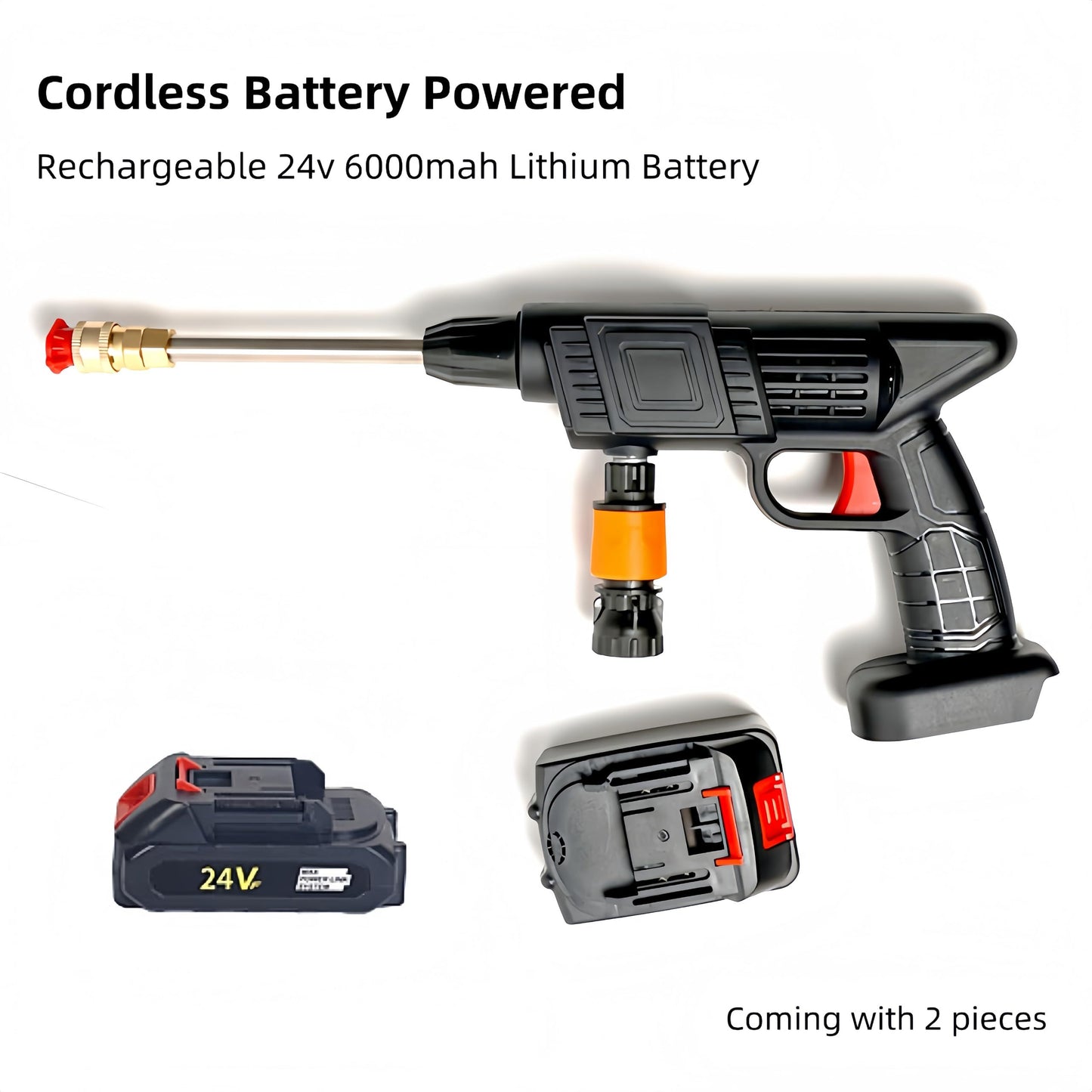 Electric Cordless High Pressure Car Washing Gun – Portable Power Washer for Car, Bike, and Home Cleaning