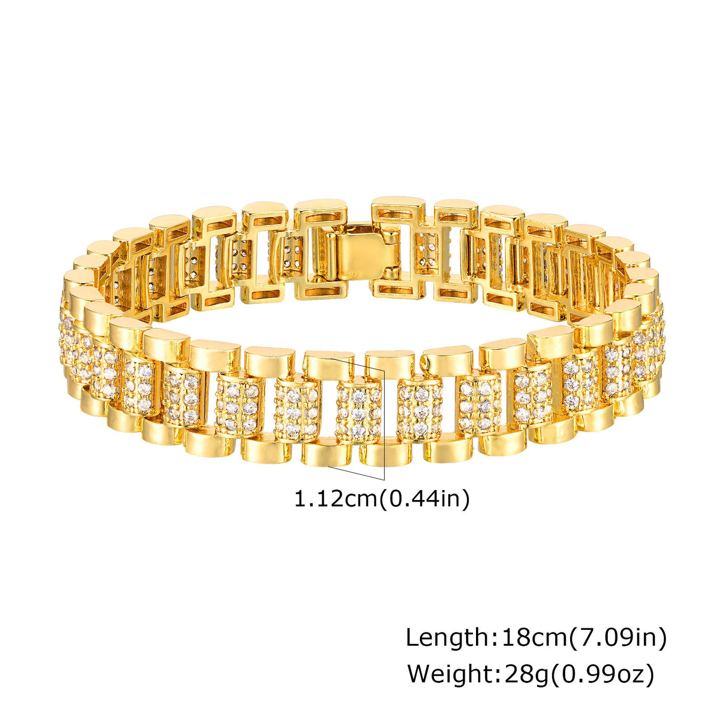 Zircon Two-side Grinding Copper Material Women's Watch Strap Bracelet