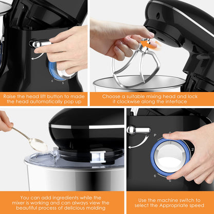 Food processor with 5.5 litre stainless steel bowl, 1500 W, silent multifunction version with metal bowl and meta whisk