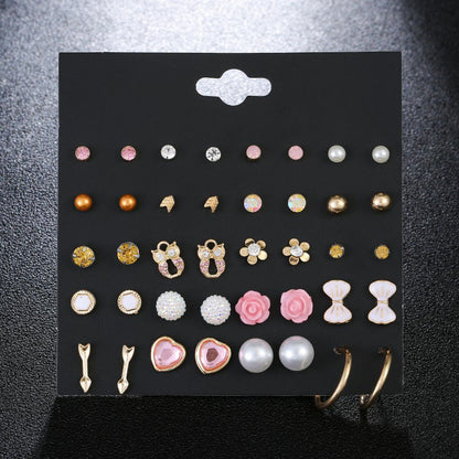 Fashion 20 Pairs Of Plate Pearl Set Earrings