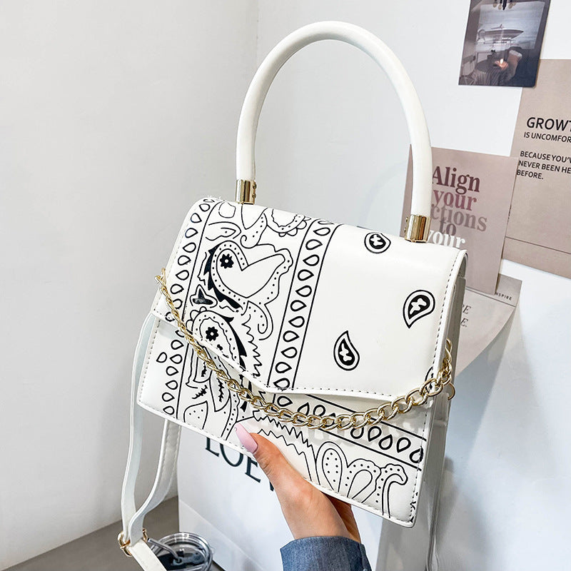 New Style Color Contrast Printing Women's Fashion Chain Messenger Bag