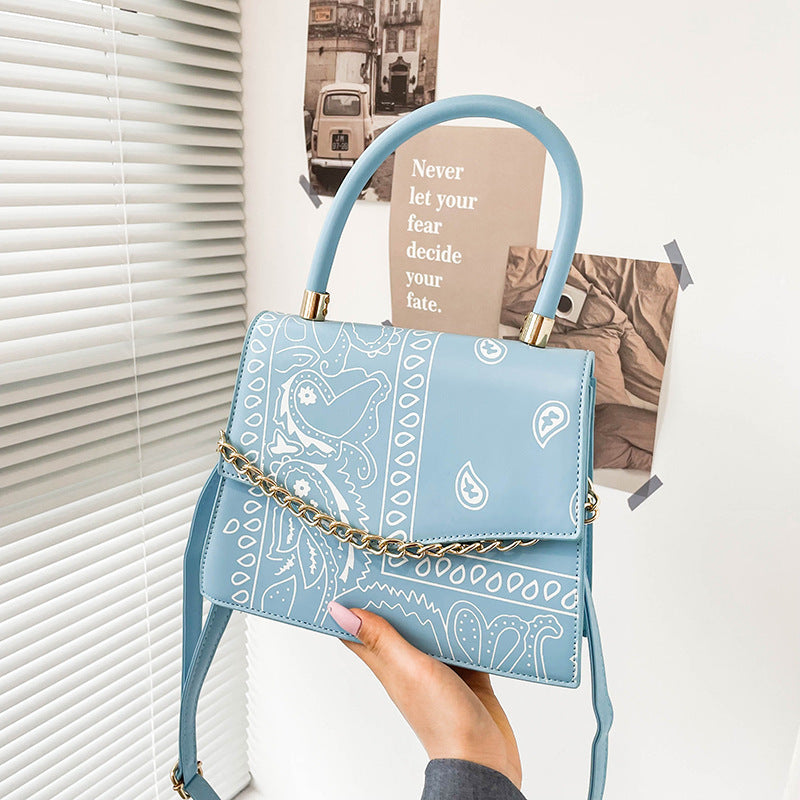 New Style Color Contrast Printing Women's Fashion Chain Messenger Bag