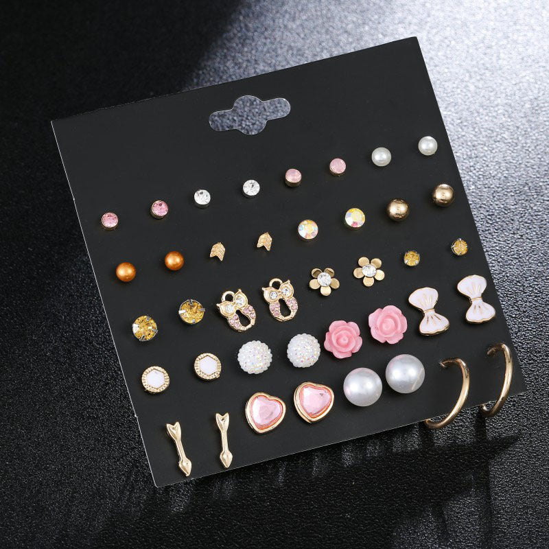 Fashion 20 Pairs Of Plate Pearl Set Earrings