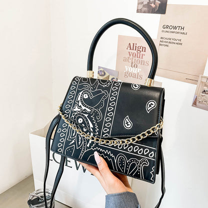 New Style Color Contrast Printing Women's Fashion Chain Messenger Bag