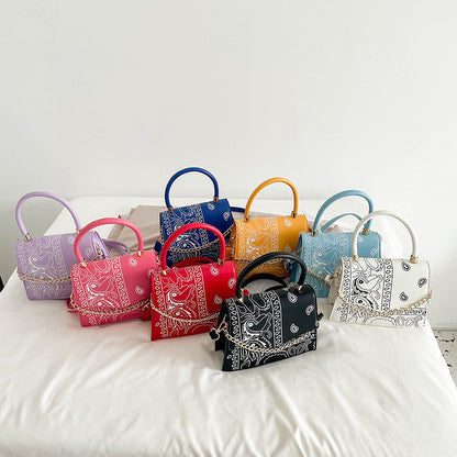 New Style Color Contrast Printing Women's Fashion Chain Messenger Bag