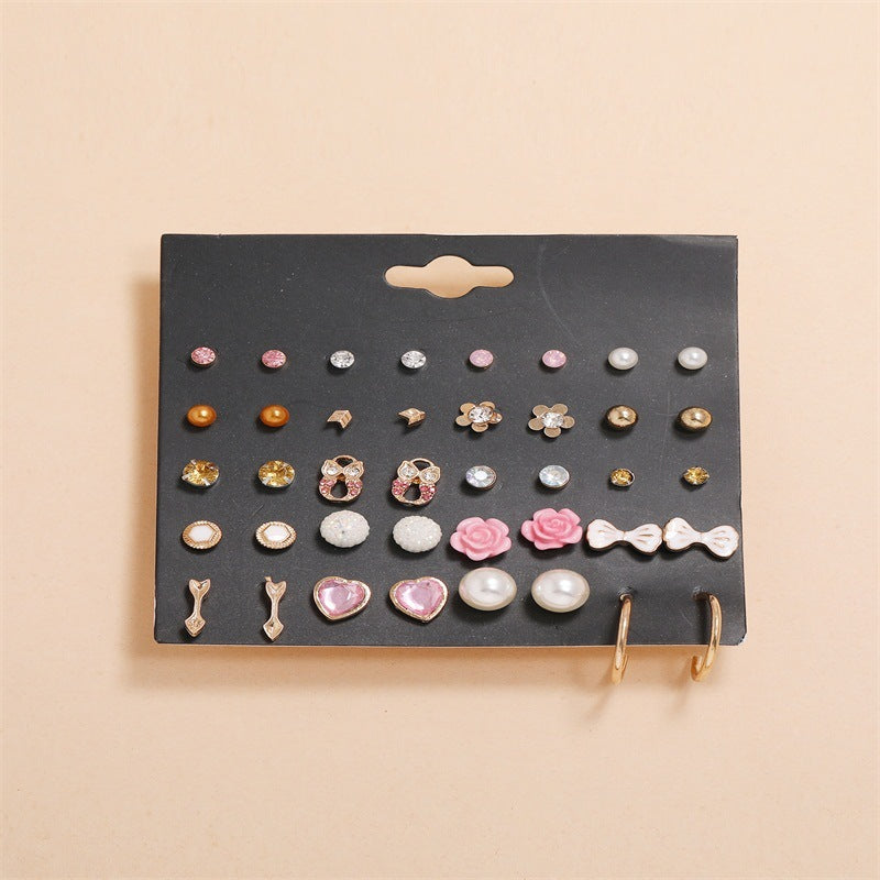 Fashion 20 Pairs Of Plate Pearl Set Earrings