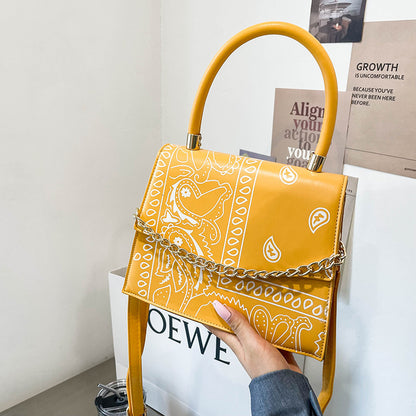 New Style Color Contrast Printing Women's Fashion Chain Messenger Bag